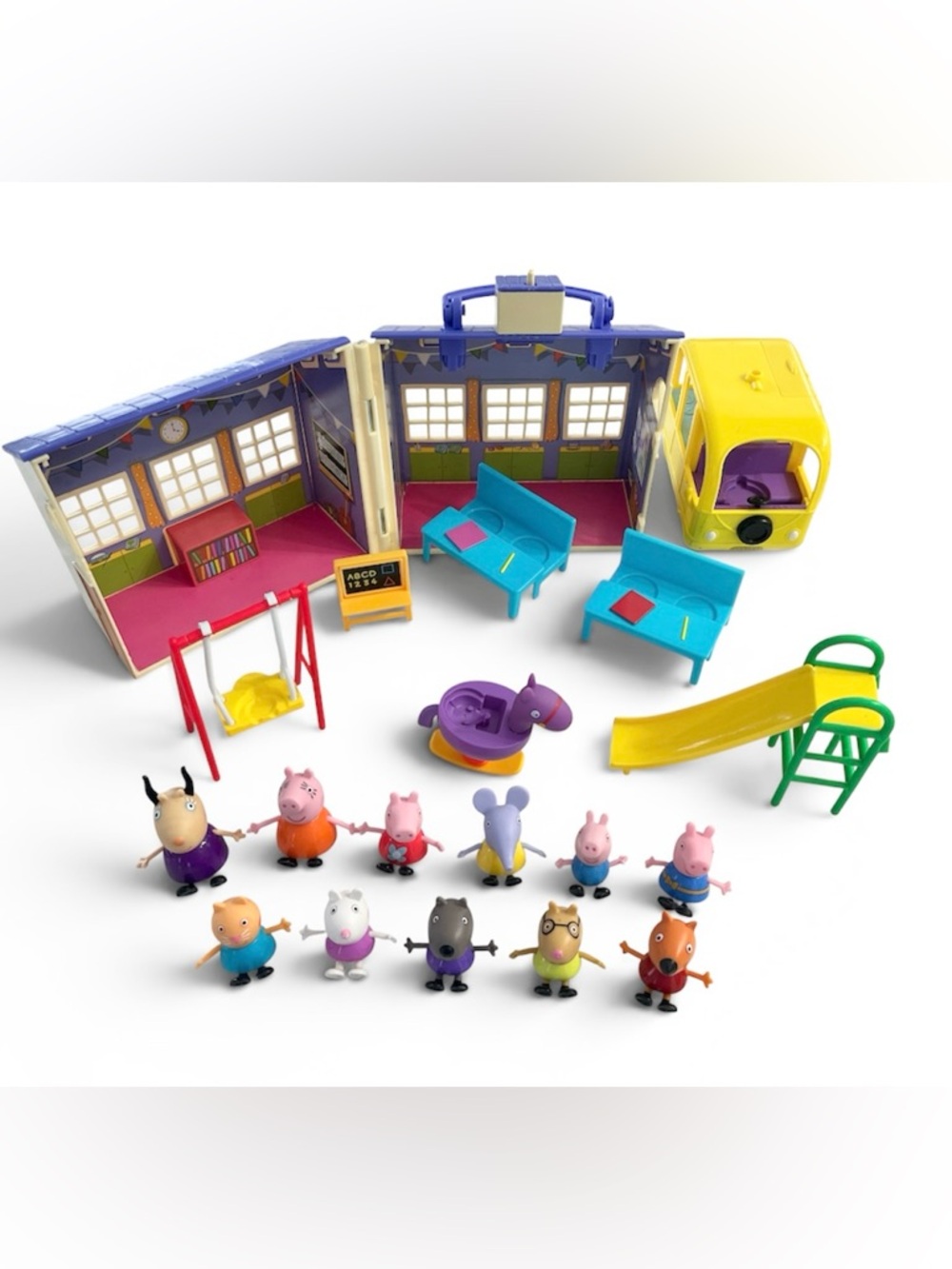 Peppa Pig Figurines School House, Playground, Camper Van Playset Toys